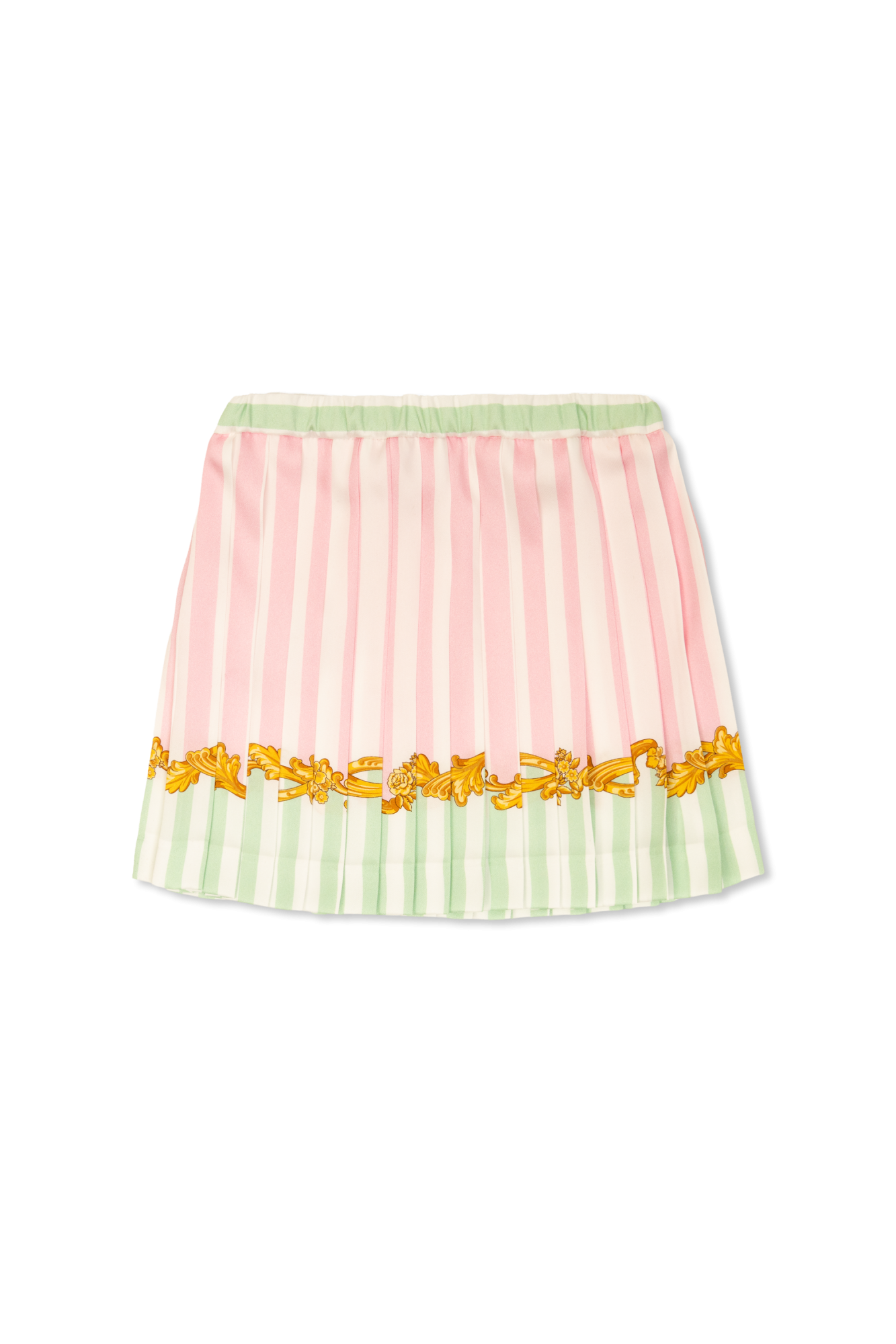 VERSACE 'Orchid Versace’ skirt Versace Orchid Print Pleated Crepe De Chine Midi Skirt